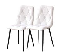 BonChoice Comfortable Velvet Dining Chairs for Dining Room/Kitchen, Tufted Upholstered Side Chair for Living Room/Office/Lounge/Reception/Restaurant, Leisure Chair with Metal Legs (2, White)
