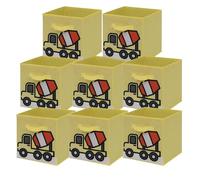 BonChoice Foldable Storage Cube Box (2, Yellow Truck, 26.5x26.5x28cm)