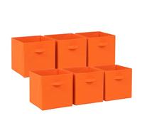 BonChoice Foldable Storage Cubes 30x30x30cm with Handle for Home Organization, Pack of 6 Fabric Open Storage Bins Wardrobe Organizer Basket for Clothes Toys (Orange, 30x30x30cm(WxDxH))
