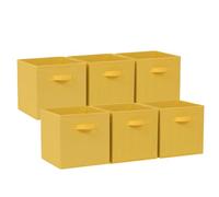 BonChoice Foldable Storage Cubes 30x30x30cm with Handle for Home Organization, Pack of 6 Fabric Open Storage Bins Wardrobe Organizer Basket for Clothes Toys (Yellow, 30x30x30cm(WxDxH))