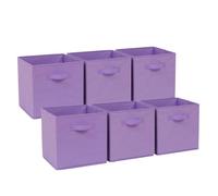 BonChoice Foldable Storage Cubes 30x30x30cm with Handle for Home Organization, Pack of 6 Fabric Open Storage Bins Wardrobe Organizer Basket for Clothes Toys (Light Purple, 30x30x30cm(WxDxH))