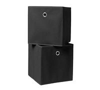 BonChoice Foldable Storage Cubes Boxes for Home Organization, Eyelet Non-Woven Fabric Wardrobe Cabinet Chest Bin Organizer Basket for Clothes Bedding Toys Towels, Collapsible & Durable (2, Black)