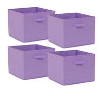BonChoice Foldable Storage Cubes Boxes Pack of 10 with Handle for Home Organization, Fabric Wardrobe Storage Box Organizer Basket Bins for Clothes Toys Towels, Collapsible&Durable Purple