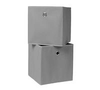 BonChoice Foldable Storage Cubes Boxes Pack of 2 for Home Organization, Eyelet Non-Woven Fabric Wardrobe Cabinet Chest Bin Organizer Basket for Clothes Bedding Toys Towels, Collapsible & Durable Grey