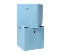 BonChoice Foldable Storage Cubes Boxes Pack of 2 for Home Organization, Eyelet Non-Woven Fabric Wardrobe Cabinet Chest Bin Organizer Basket for Clothes Bedding Toys Towels, Collapsible & Durable Blue