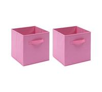 BonChoice Foldable Storage Cubes Boxes Pack of 2 with Handle for Home Organization, Fabric Wardrobe Storage Box Organizer Basket Bins for Clothes Beddings Toys Towels, Collapsible & Durable (Pink, 2)