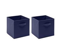BonChoice Foldable Storage Cubes Boxes Pack of 2 with Handle for Home Organization, Fabric Wardrobe Storage Box Organizer Basket Bins for Clothes Bedding Toys Towels, Collapsible & Durable Dark Blue