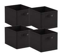 BonChoice Foldable Storage Cubes Boxes Pack of 4 with Handle for Home Organization, Fabric Wardrobe Storage Box Organizer Basket Bins for Clothes Toys Towels, Collapsible&Durable Black