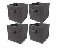 BonChoice Foldable Storage Cubes Boxes Pack of 4 with Handle for Home Organization, Fabric Wardrobe Storage Box Organizer Basket Bins for Clothes Bedding Toys Towels, Collapsible & Durable Dark Grey