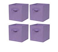 BonChoice Foldable Storage Cubes Boxes Pack of 4 with Handle for Home Organization, Fabric Wardrobe Storage Box Organizer Basket Bins for Clothes Bedding Toys Towels,Collapsible & Durable Light Purple
