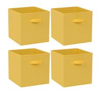 BonChoice Foldable Storage Cubes Boxes Pack of 4 with Handle for Home Organization, Fabric Wardrobe Storage Box Organizer Basket Bins for Clothes Toys Towels, Collapsible&Durable Yellow