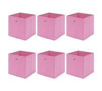 BonChoice Foldable Storage Cubes Boxes Pack of 6 for Home Organization, Eyelet Non-Woven Fabric Wardrobe Cabinet Chest Bin Organizer Basket for Clothes Bedding Toys Towels, Collapsible & Durable Pink