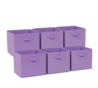 BonChoice Foldable Storage Cubes Boxes Pack of 6 with Handle for Home Organization, Fabric Wardrobe Storage Box Organizer Basket Bins for Clothes Toys Towels, Collapsible&Durable Purple
