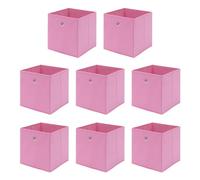 BonChoice Foldable Storage Cubes Boxes Pack of 8 for Home Organization, Eyelet Non-Woven Fabric Wardrobe Cabinet Chest Bin Organizer Basket for Clothes Bedding Toys Towels, Collapsible & Durable Pink