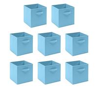 BonChoice Foldable Storage Cubes Boxes Pack of 8 with Handle for Home Organization, Fabric Wardrobe Storage Box Organizer Basket Bins for Clothes Beddings Toys Towels, Collapsible & Durable (Blue, 8)