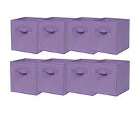 BonChoice Foldable Storage Cubes Boxes Pack of 8 with Handle for Home Organization, Fabric Wardrobe Storage Box Organizer Basket Bins for Clothes Bedding Toys Towels,Collapsible & Durable Light Purple