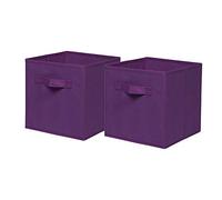 BonChoice Foldable Storage Cubes Boxes Pack of 2 with Handle for Home Organization, Fabric Wardrobe Storage Box Organizer Basket Bins for Clothes Beddings Toys Towels, Collapsible & Durable Purple