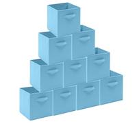 BonChoice Foldable Storage Cubes Boxes with Handle for Home Organization, Fabric Wardrobe Storage Box Organizer Basket Bins for Clothes Toys Towels, Collapsible&Durable (10, Blue)