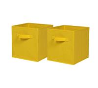 BonChoice Foldable Storage Cubes Boxes with Handle Pack of 2 for Home Organization, Fabric Wardrobe Storage Box Organizer Basket Bins for Clothes Bedding Toys Towels, Collapsible & Durable Yellow