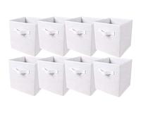 BonChoice Foldable Storage Cubes Boxes with Handle for Home Organization, Fabric Wardrobe Storage Box Organizer Basket Bins for Clothes Toys Towels, Collapsible&Durable (8, White)