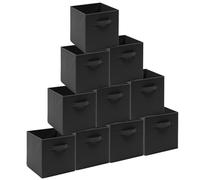 BonChoice Foldable Storage Cubes Boxes with Handle for Home Organization, Fabric Wardrobe Storage Box Organizer Basket Bins for Clothes Toys Towels, Collapsible&Durable (10, Black)