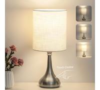 Boncoo Touch Control Table Lamp 3 Way Dimmable Simple Night Light Lamp with White Lampshade Metal Base, Small Bedside Table Lamp for Bedroom, Office, Dorm, A19 6W 2700K Bulb Included