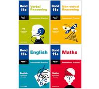 Bond 11+ Assessment Practice Papers Age 6-7 Collection 4 Books Set (Verbal Reasoning, Non-verbal Reasoning, English & Maths)