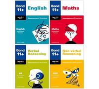 Bond 11+ Assessment Practice Year 1 Ages 5-6 By Oxford 4 Books Collection Set (English, Maths, Verbal Reasoning & Non-verbal Reasoning)