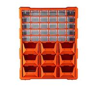 Bond Hardware 39 Drawer Organiser for DIY Tool Bits Plastic Storage Units - Workshop Screws and Small Parts Cabinet or Office Stationary Craft Box Black/Orange