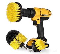 Bond Hardware Set Of 3 Drill Brush Attachment Power Scrubber Cleaning Kit All Purpose for Bathroom Surfaces, Grout, Floor, Tub, Shower, Tile, Corners, Kitchen - Fits Most Drills, Yellow