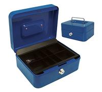 Bond Hardware Steel Petty Cash Box Money Bank Safe Deposit Tin with 2 Keys (6" Blue)