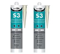 Bond-it 310ml S3 Grade Sanitary Silicone Sealant High Performance Bathroom Bath Kitchen Sink Shower Anti Mould Window Fungal Resistant Premium EU3 (Ivory, 2)