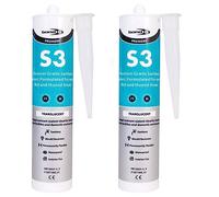 Bond-it 310ml S3 Grade Sanitary Silicone Sealant High Performance Bathroom Bath Kitchen Sink Shower Anti Mould Window Fungal Resistant Premium EU3 (Transluscent, 2)
