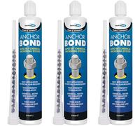 Bond It Anchor Bond Adhesive Grey 3 Pack (310ml Each) - Resin Anchor & Chemical Fixing Adhesive for Concrete, Masonry & Stone - Polyester Resin for Bolts, Studs & Structural Fixings