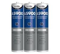 Bond It AS900 Acoustic Sealant & Wall Board Adhesive - 3x White, 900ml | Noise-Reducing - Flexible - Over-Paintable | Solvent-Free Joint Filler for Plasterboard - Ceilings - & Interiors