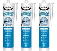 Bond It Bath Mate Bathroom & Kitchen Sealant White 3 Pack x 285ml - Water Based Waterproof Sealant, Mould Resistant, Paintable, Non Shrink, Interior Sealant for Bath Sink Tiles Kitchen