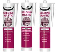Bond It Build-Mate Building Mastic Sealant White 310ml x 3 Pack - Oil Based Gunnable Pointing & Sealing Mastic for Exterior Use, Overpaintable Weatherproof Sealant for Window & Door Frames, Masonry