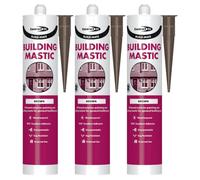 Bond It Build-Mate Building Mastic Silicone Sealant - 3X Brown, 310Ml - Oil-Based Silicone Gunnable Pointing & Sealing Mastic