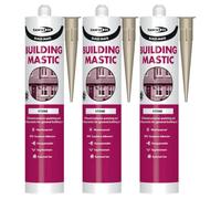 Bond It Build-Mate Building Mastic Silicone Sealant - 3X Stone, 310Ml - Oil-Based Silicone Gunnable Pointing & Sealing Mastic