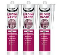 Bond It Build-Mate Building Mastic Silicone Sealant - 3X White, 310Ml - Oil-Based Silicone Gunnable Pointing & Sealing Mastic