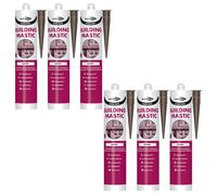 Bond It Build-Mate Building Mastic Silicone Sealant - 6X Brown, 310Ml - Oil-Based Silicone Gunnable Pointing & Sealing Mastic