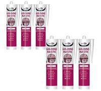Bond It BUILD-MATE Building Mastic Silicone Sealant - 6x White, 310ml | Oil-Based Silicone Gunnable Pointing & Sealing Mastic for Exterior | Weatherproof Sealant Adhesion to Building Materials