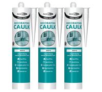 Bond It CAULK-MATE Decorators Filler - 3x White, 285ml | Crack Filler Sealant Quick-Drying - Overpaintable 60-Minute Caulk Filler Sealant for Cracks & Gaps | Ideal for Interior Walls - Wood & Plaster