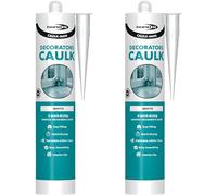 Bond It Caulk-Mate One Hour White Acrylic Decorators 2 Pack (285ml Each) - Quick Dry Flexible Paintable Caulk for Interior Cracks, Skirting Boards & Plasterboard Filling