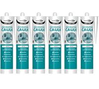 Bond It Caulk-Mate One Hour White Acrylic Decorators 6 Pack (285ml Each) - Quick Dry Flexible Paintable Caulk for Interior Cracks, Skirting Boards & Plasterboard Filling