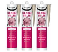 Bond It DEC-MATE Flexible Decorators Caulk - 3x Magnolia, 285ml EU3 | Quick-Drying Interior Gap Filler for Cracks & Joints - Over-Paintable Within 1 Hour | Easy Smoothing Flexible Filler Sealant