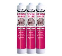 Bond It Dec-Mate Flexible Decorators Caulk - 3X White, 350Ml Eu4 - Quick-Drying Interior Gap Filler - Sealant For Cracks & Joints