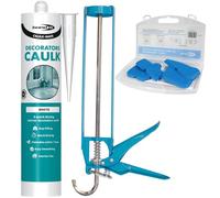 Bond It Decorators Caulk White Set - 1 Pack (380ml Each) with Sealant Gun & Silicone Smoothing Tool Kit | Paintable Interior Flexible Caulking Filler for Gaps & Cracks, Easy to Apply & Smooth Finish