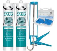 Bond It Decorators Caulk White Set - 2 Pack (380ml Each) with Sealant Gun & Silicone Smoothing Tool Kit | Paintable Interior Flexible Caulking Filler for Gaps & Cracks, Easy to Apply & Smooth Finish