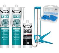 Bond It Decorators Caulk White & Silicone Remover Set - 3 Pack (380ml Each) with Sealant Gun & Silicone Tool Kit | Paintable Interior Flexible Caulk Filler & Non-Drip Gel for Removing Old Sealant